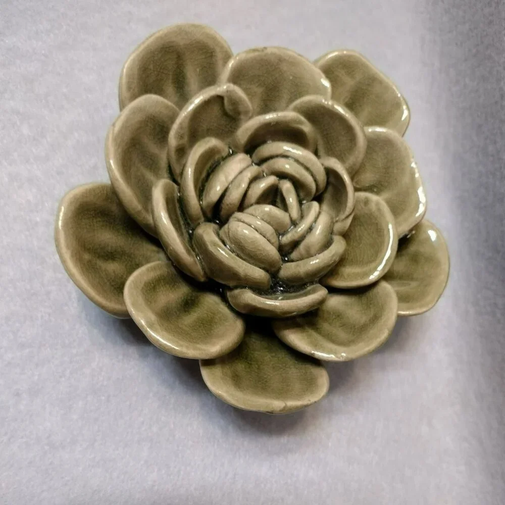 Handcrafted Ceramic Succulent, Studio Pottery, Leaf Plant Figurine, Boho Decor